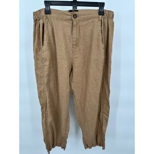 Jones & Co‎ New York Linen Blend Elastic Waist Crop Pants Womens XL